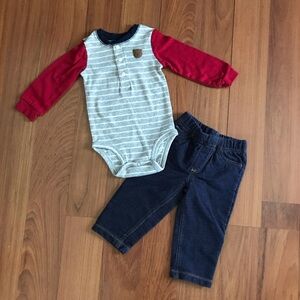 Carter’s Baby Boy Striped Bodysuit and Pant Set Size 12 Months